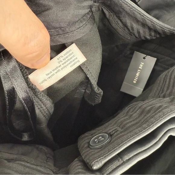 The Limited Drew Fit Women's Black Velvet and Leather Trousers Size 8 - Picture 6 of 8